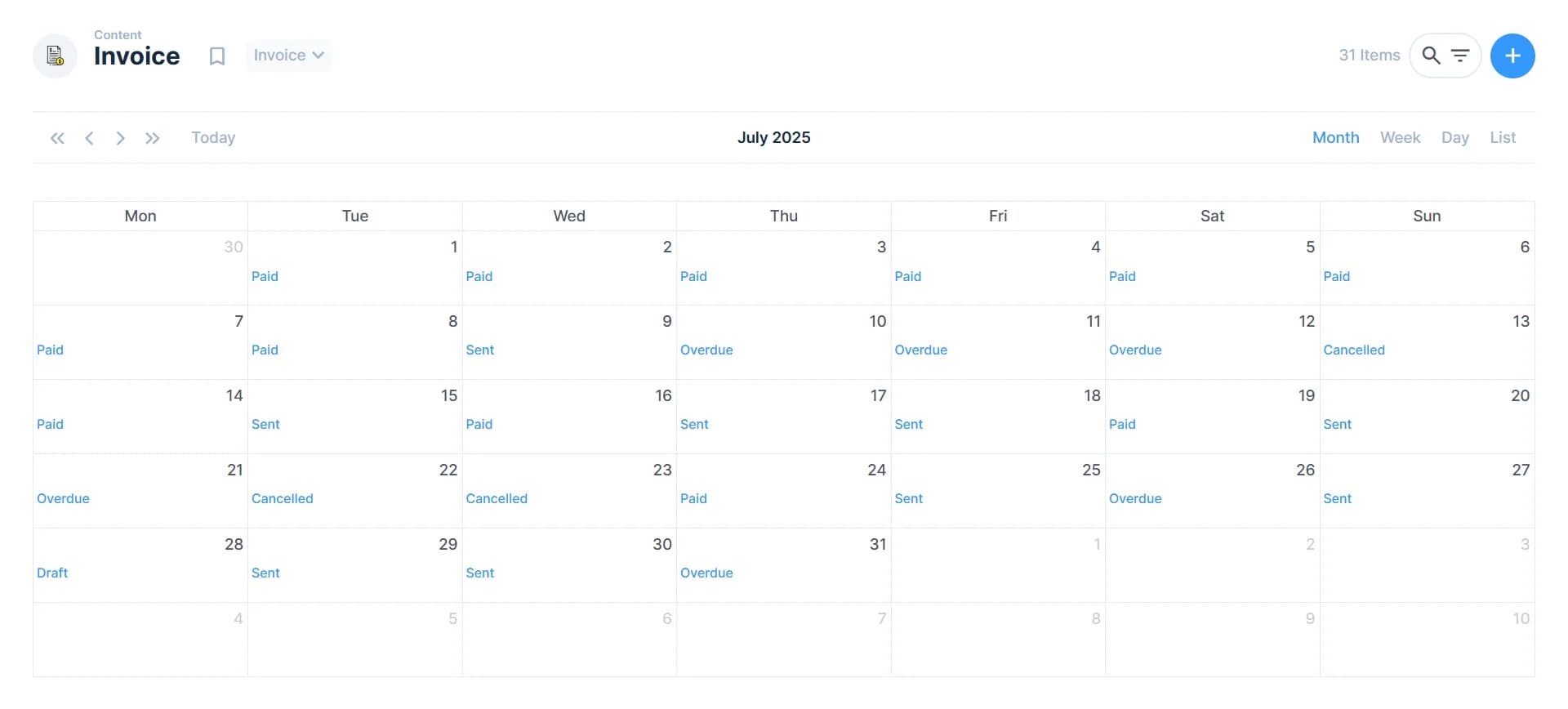 Calendar View